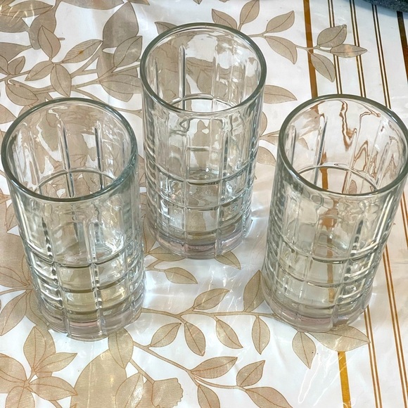 3 Vintage Anchor Hocking Tartan clear Iced Tea Glasses Glassware 80's heavy 6” - Picture 1 of 8
